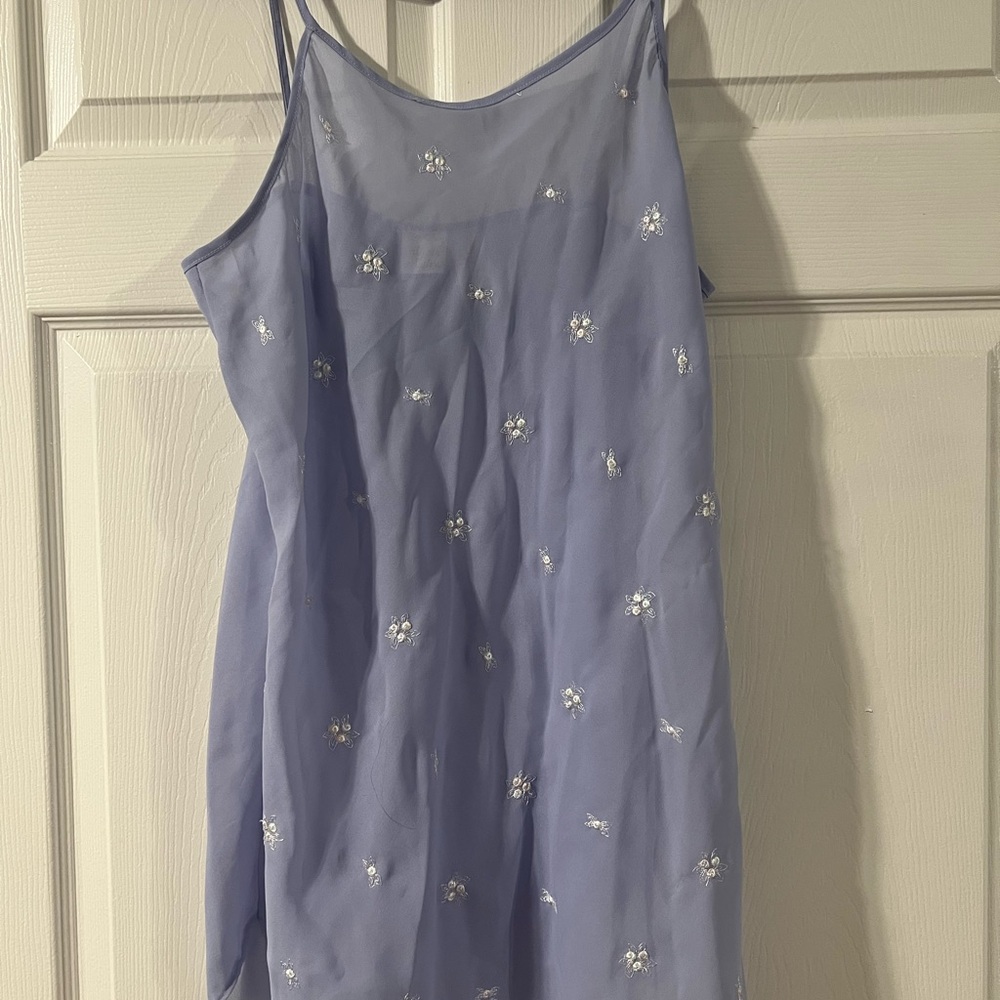 Lavender / Periwinkle Slip Dress with Floral Embroidery